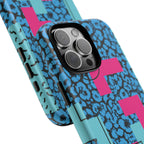 LOVE Blue Leopard 80s Vibe Tough Case for iPhone, Galaxy, or Google Pixel