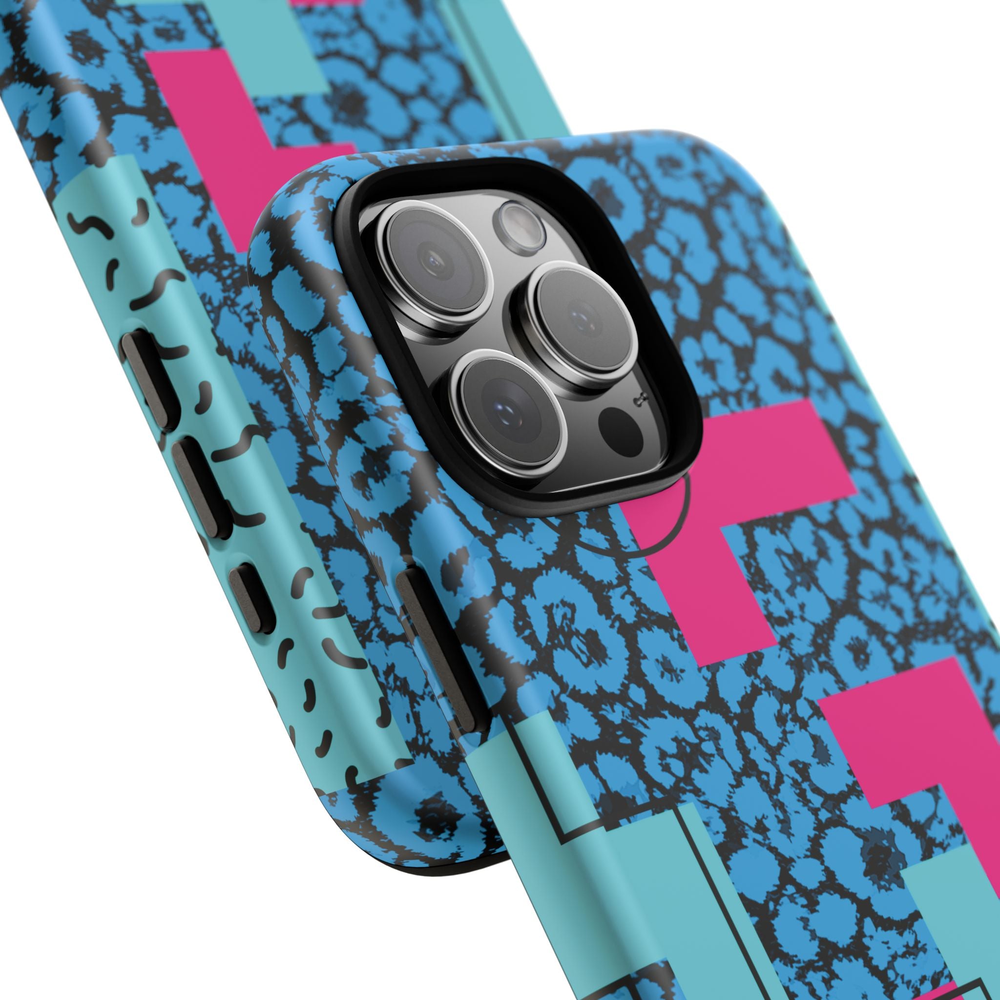 LOVE Blue Leopard 80s Vibe Tough Case for iPhone, Galaxy, or Google Pixel