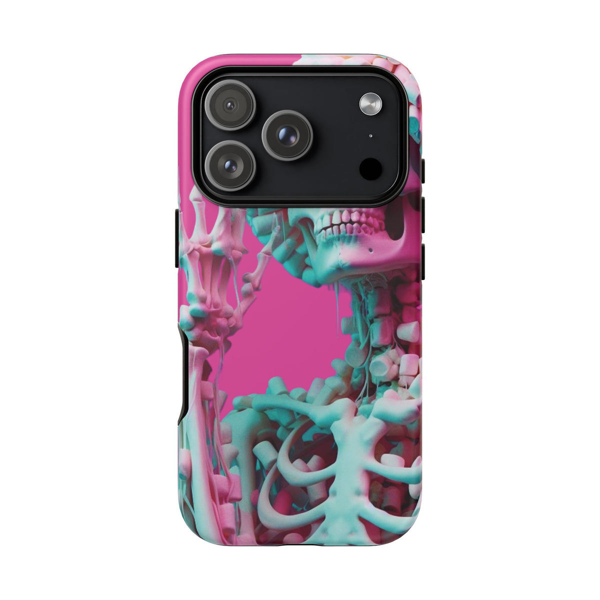 Neon Pink Skeleton Tough Phone Case for iPhone, Galaxy and Google Pixel
