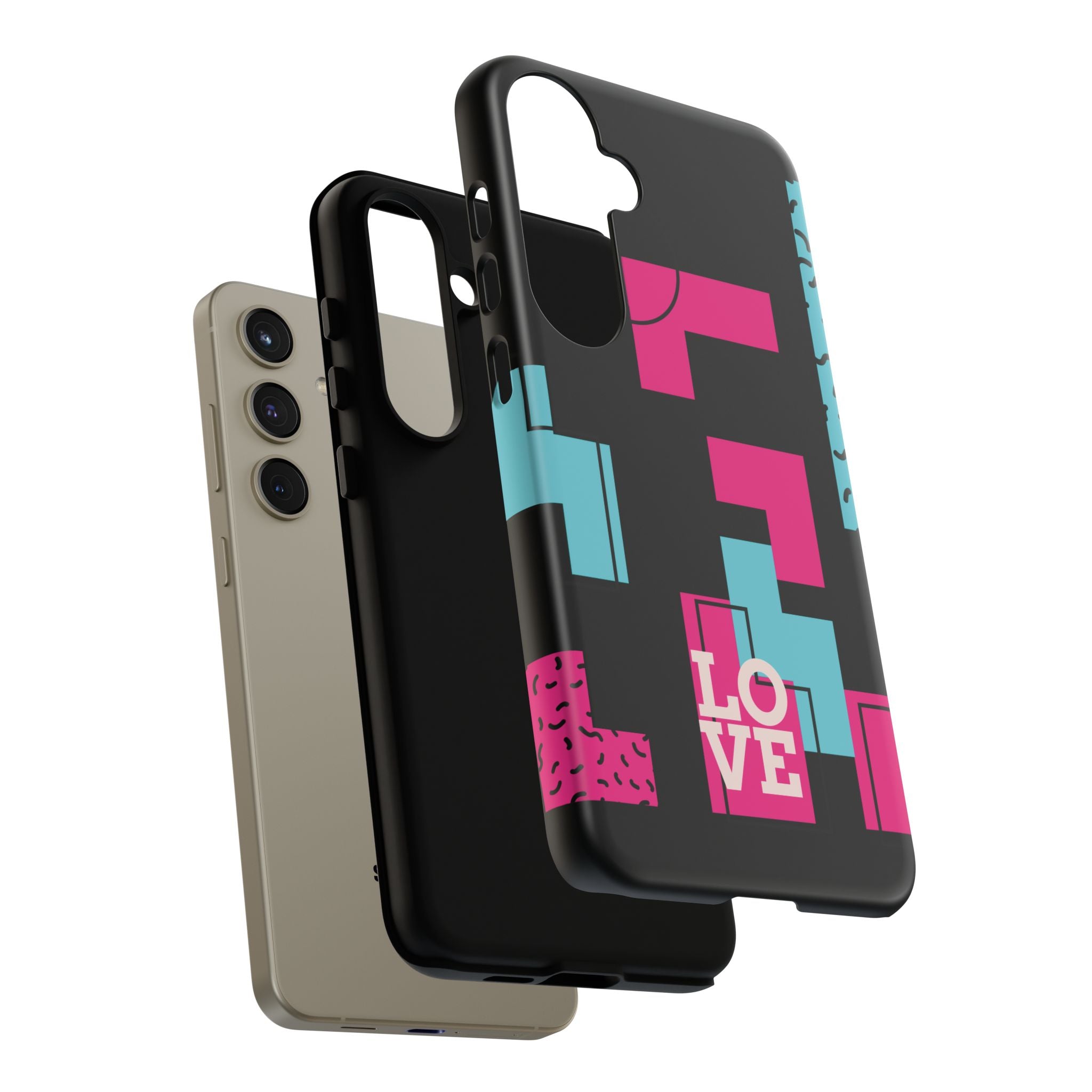 Retro Blocks LOVE Tough Case for iPhone, Galaxy or Google Pixel