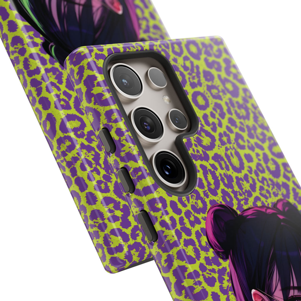 Purple Neon Lime Leopard Kz Tough Case for iPhone, Galaxy, or Google Pixel
