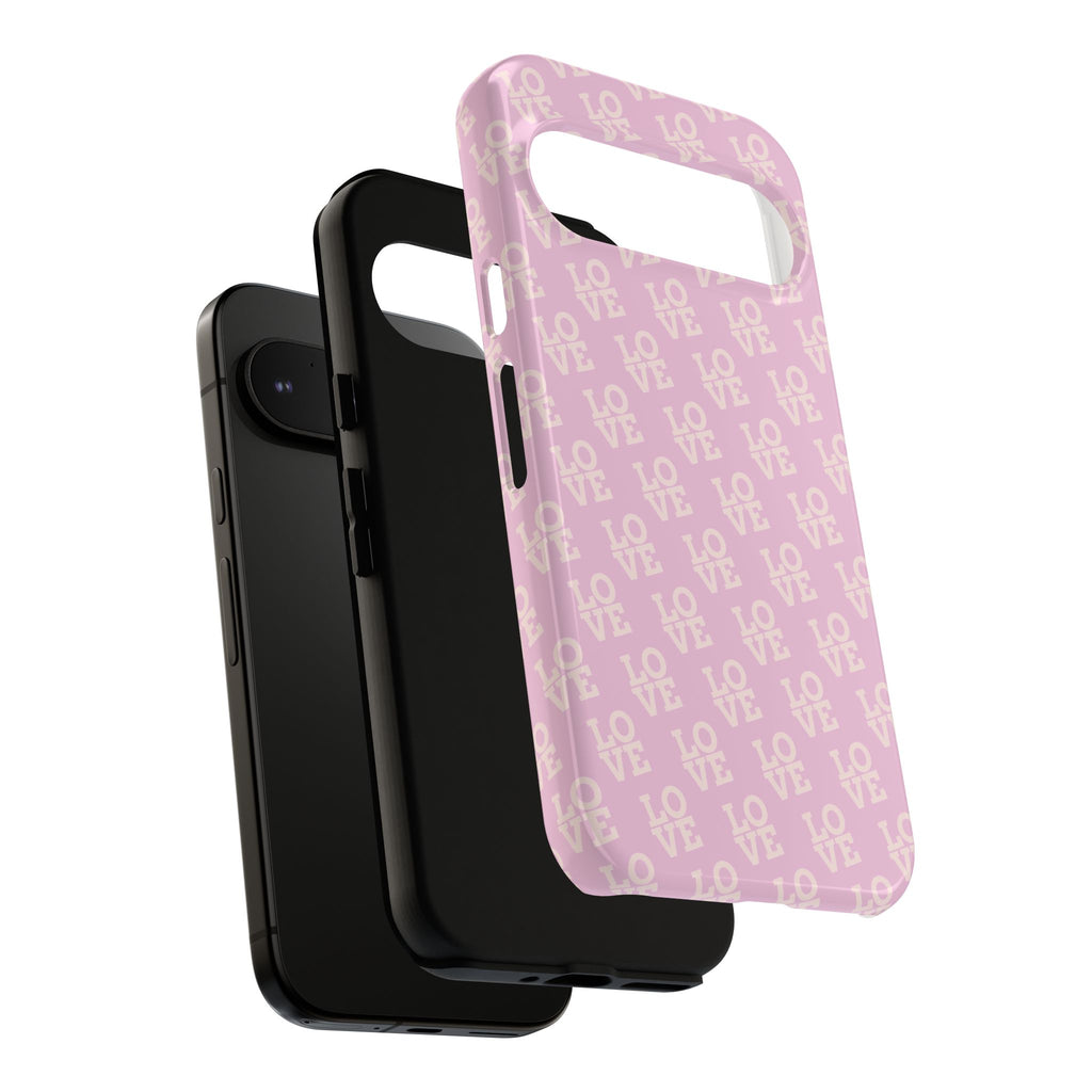 LOVE Pink Tough Phone Case for iPhone, Galaxy, or Google Pixel