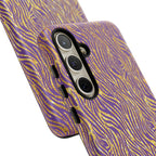 Vibrant Purple Gold Zebra Tough Phone Case iPhone, Galaxy, or Google Pixel