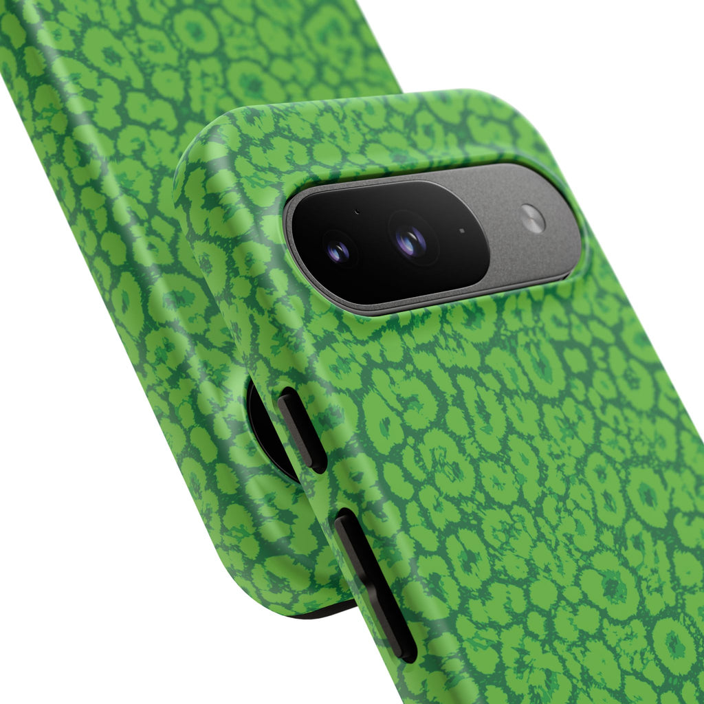Neon Green Leopard Tough Phone Case for iPhone, Galaxy, or Google Pixel