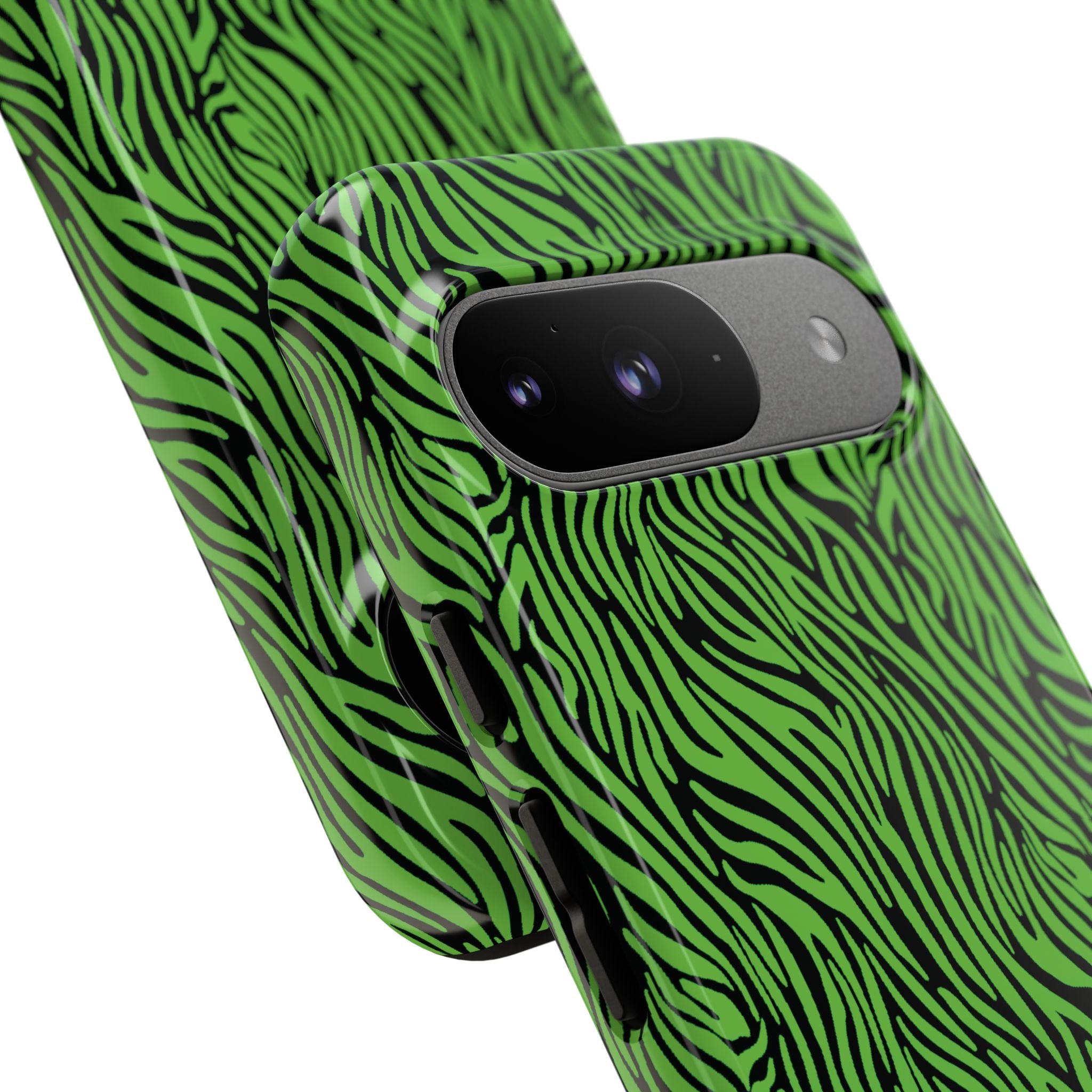 Neon Green Zebra Tough Phone Case iPhone, Galaxy, or Google Pixel