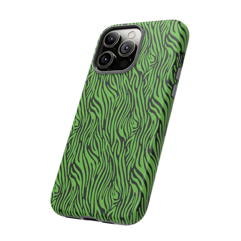 Neon Green Zebra Tough Phone Case iPhone, Galaxy, or Google Pixel