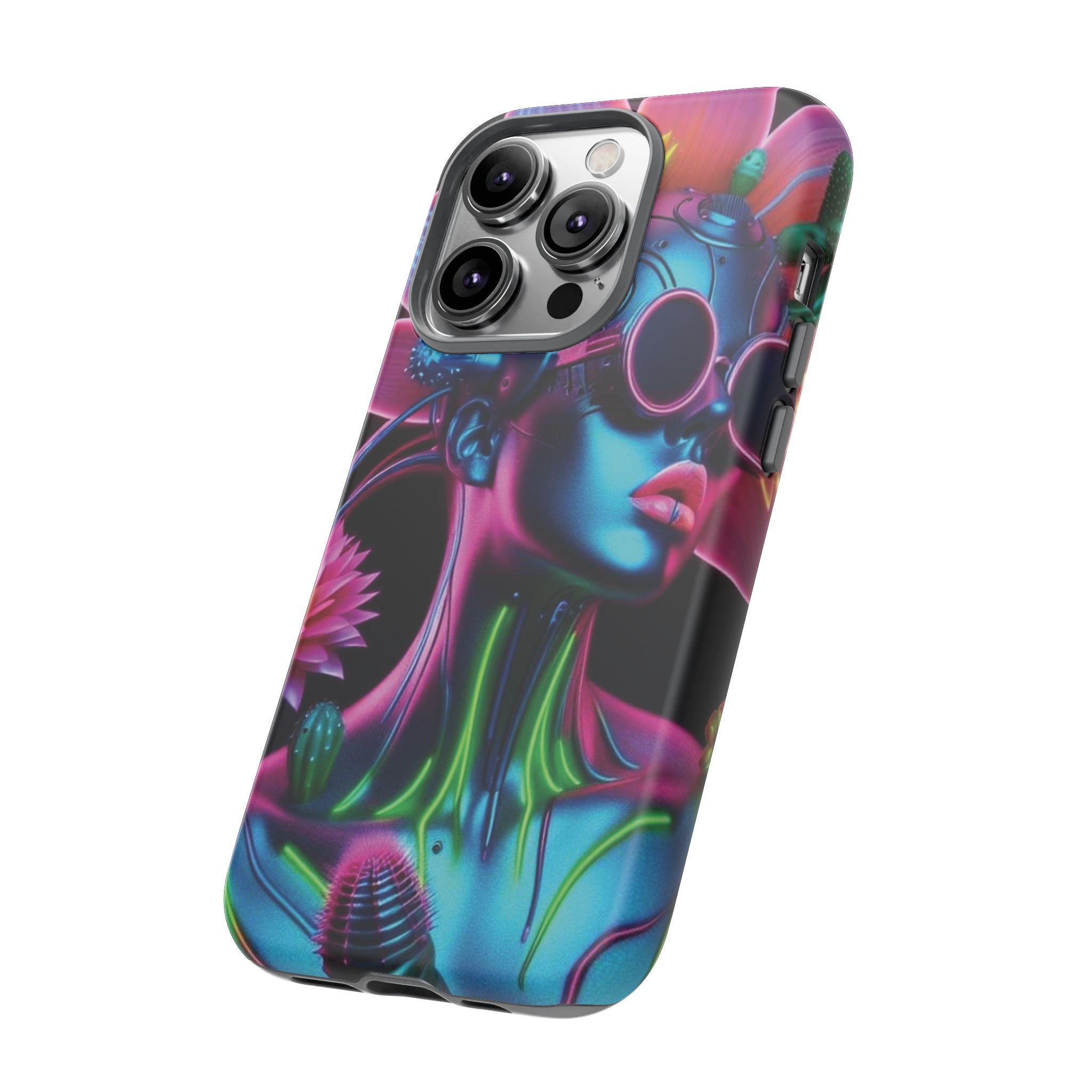 Neon Androgen Cactus Flower Tough Phone Case for iPhone, Galaxy, or Google Pixel