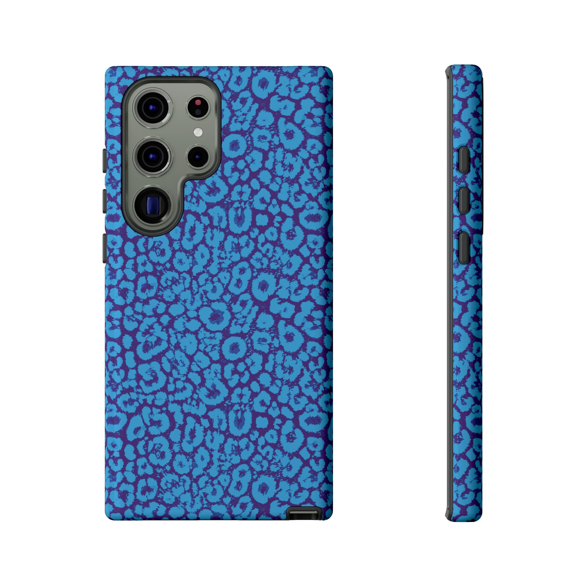 Blue Purple Leopard Tough Phone Case iPhone, Galaxy, or Google Pixel