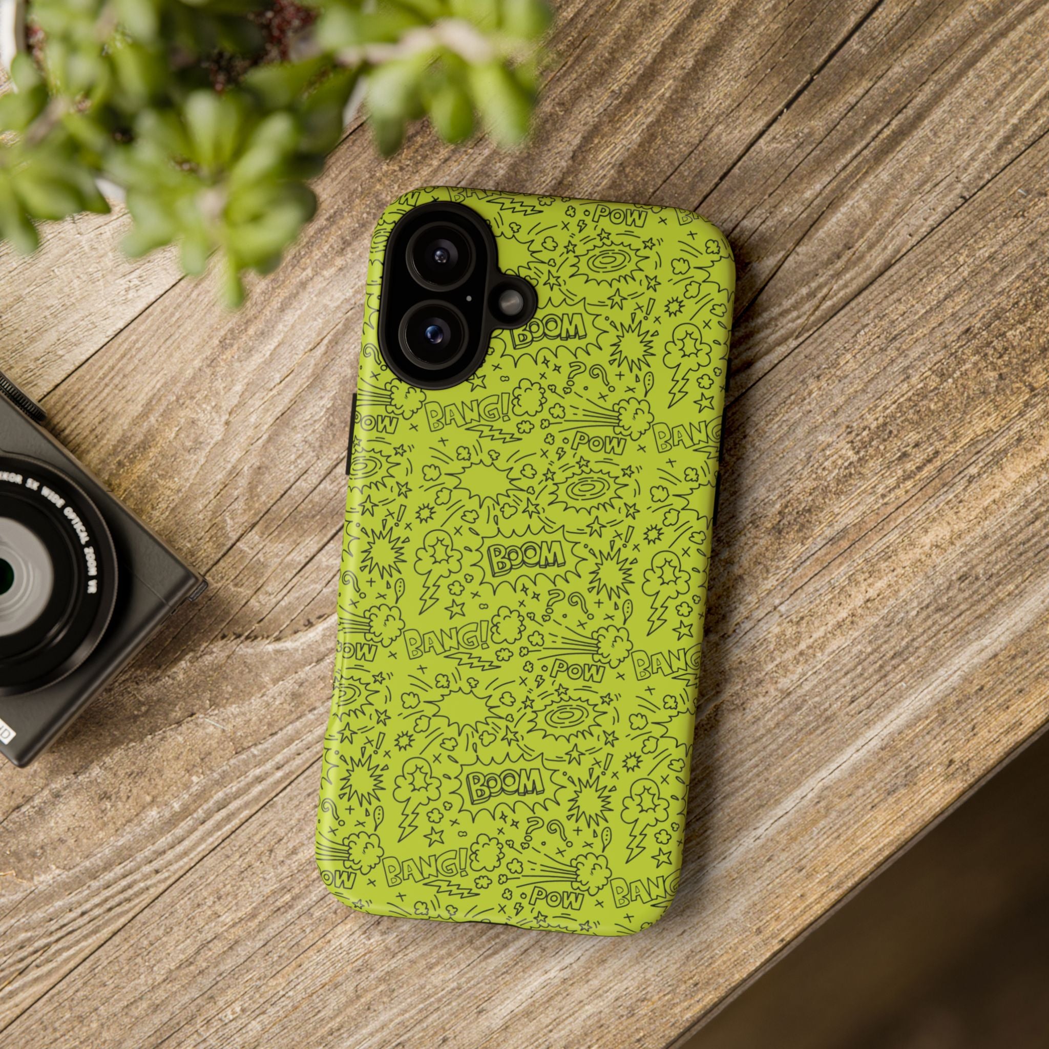 Neon Lime Wow Tough Case for iPhone, Galaxy, or Google Pixel