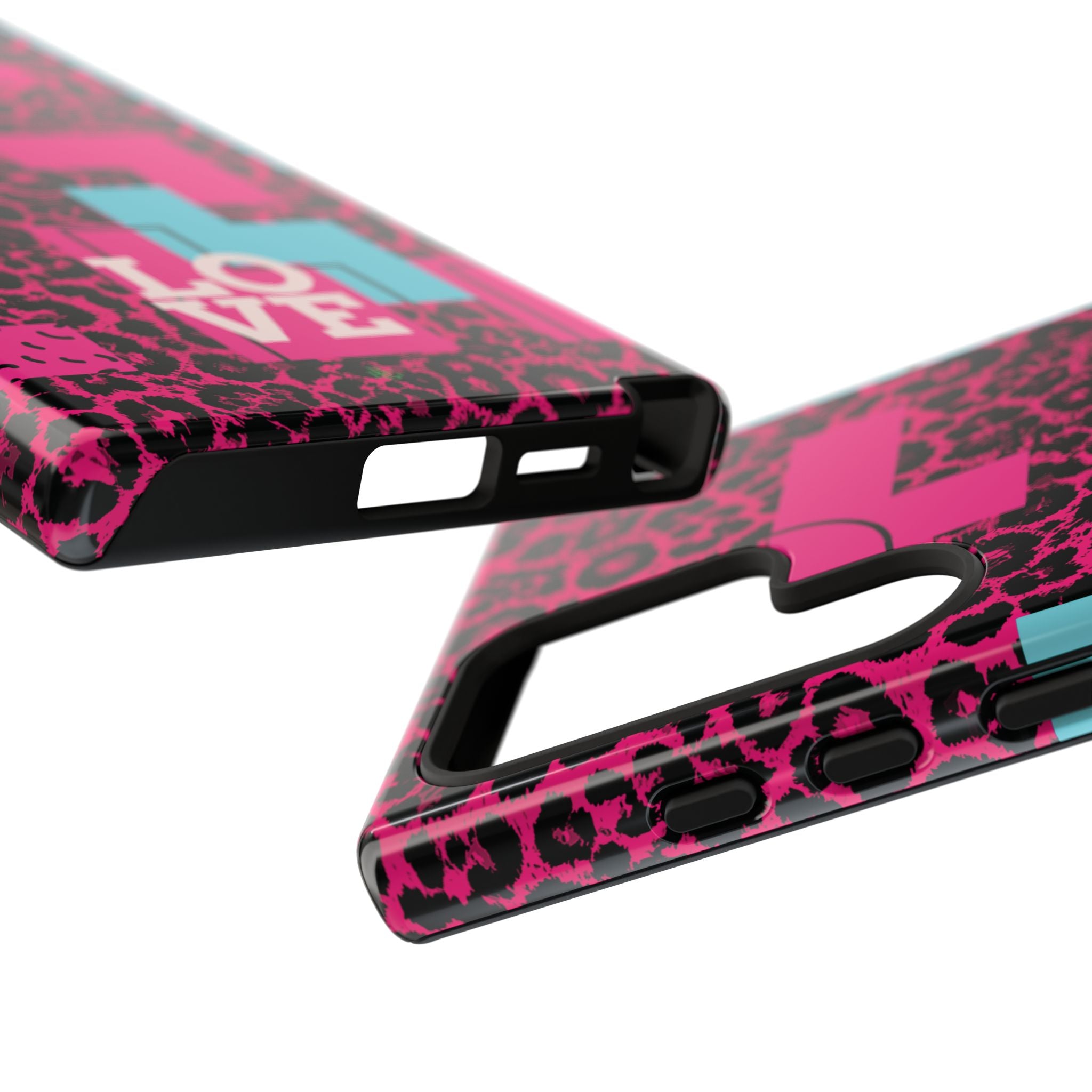 Pink Love Retro Blocks Leopard RG Tough Phone Case for iPhone, Galaxy, or Google Pixel