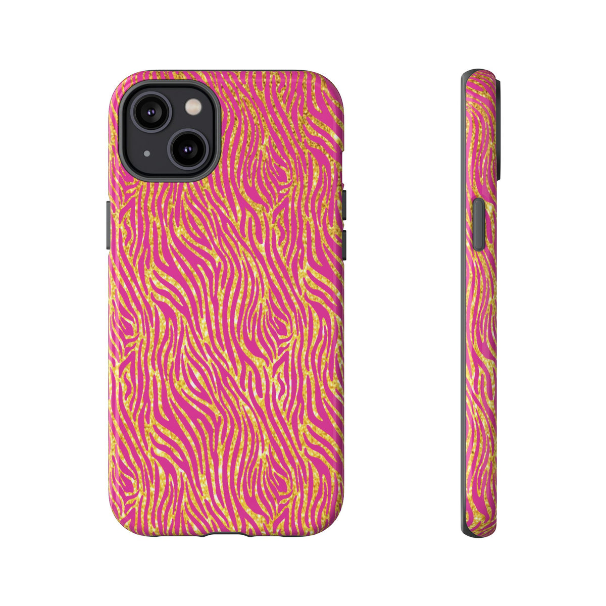 Pink Gold Zebra Print Tough Case for iPhone, Galaxy, or Google Pixel