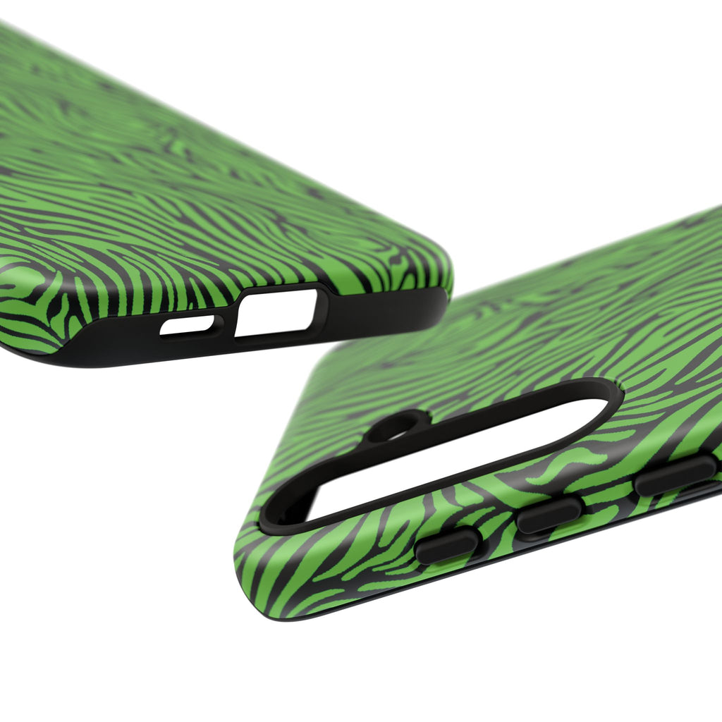 Neon Green Zebra Tough Phone Case iPhone, Galaxy, or Google Pixel
