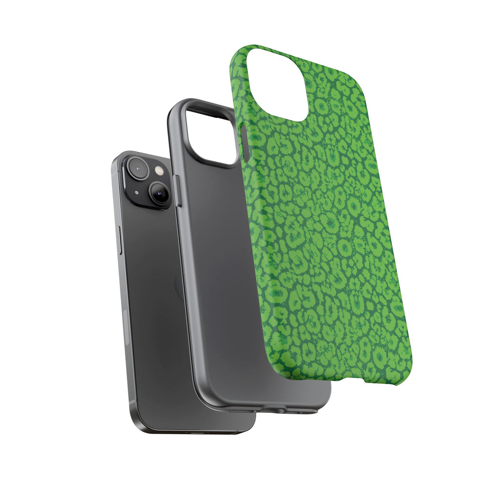 Neon Green Leopard Tough Phone Case for iPhone, Galaxy, or Google Pixel