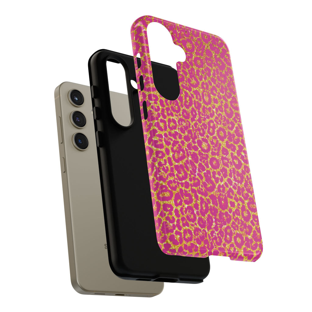 Pink Gold Leopard Tough Case for iPhone, Galaxy, or Google Pixel
