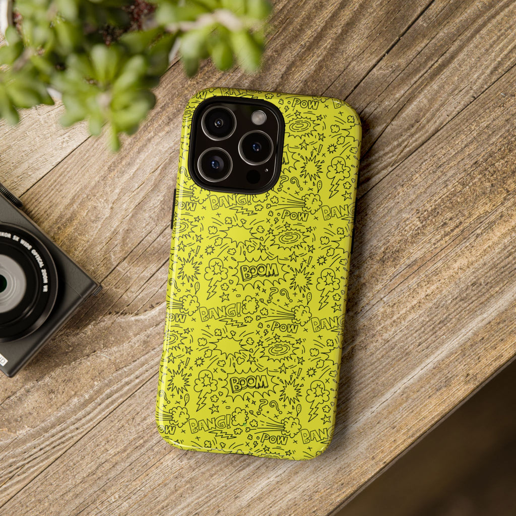 Neon Yellow Wow RG Tough Phone Case for iPhone, Galaxy, or Google Pixel
