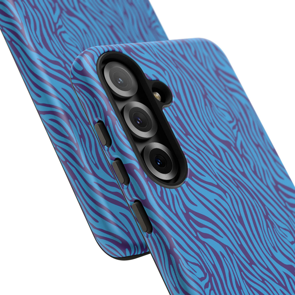 Zebra Print Blue and Purple Tough Case for iPhone, Galaxy or Google Pixel