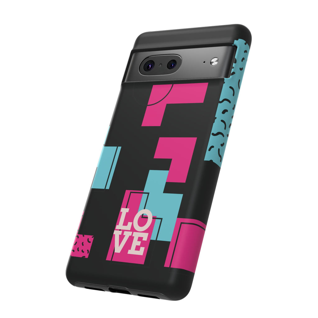 Retro Blocks LOVE Tough Case for iPhone, Galaxy or Google Pixel