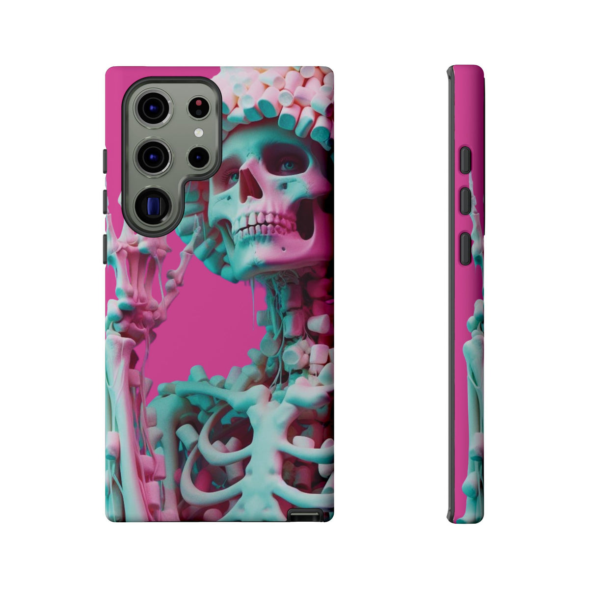 Neon Pink Skeleton Tough Phone Case for iPhone, Galaxy and Google Pixel