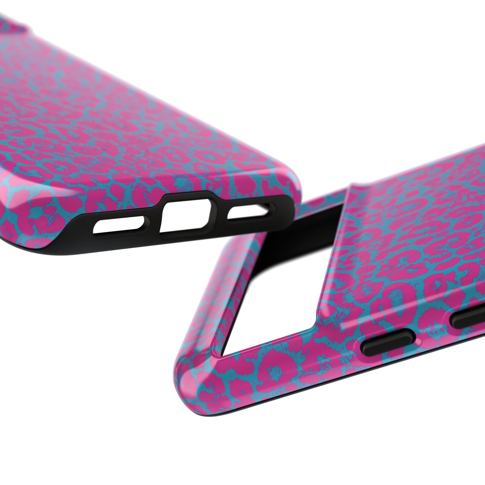 Pink Blue Leopard Tough Phone Case iPhone, Galaxy, or Google Pixel