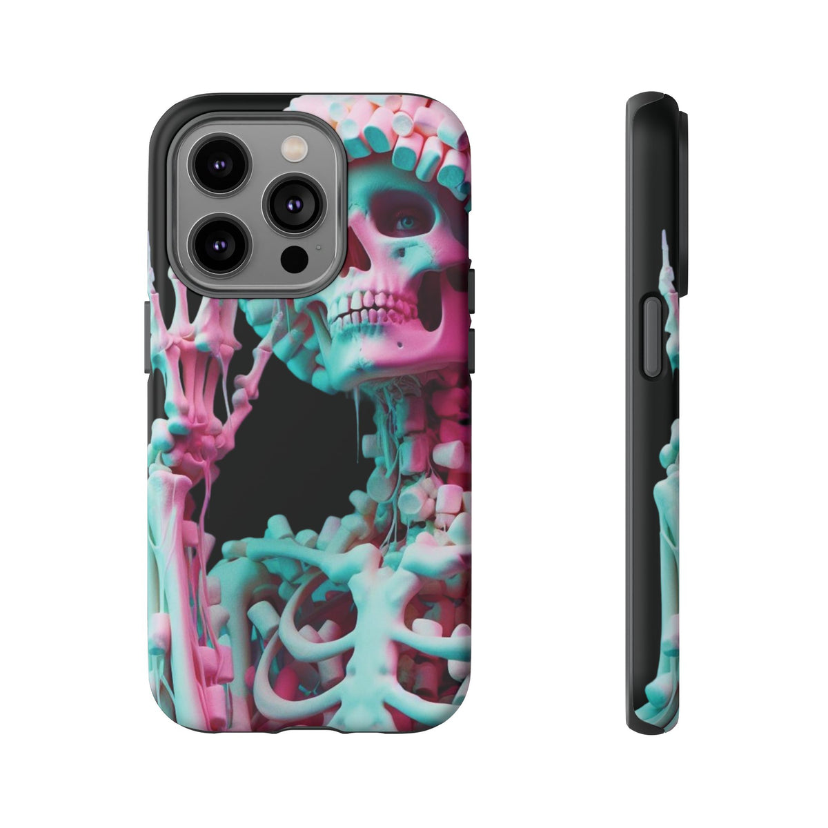 Neon Pink Skeleton (Black) Tough Phone Case for iPhone, Galaxy, or Google Pixel