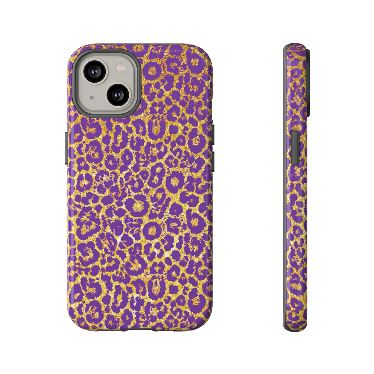 Purple Gold Leopard Tough Phone Case for iPhone, Galaxy, or Google Pixel