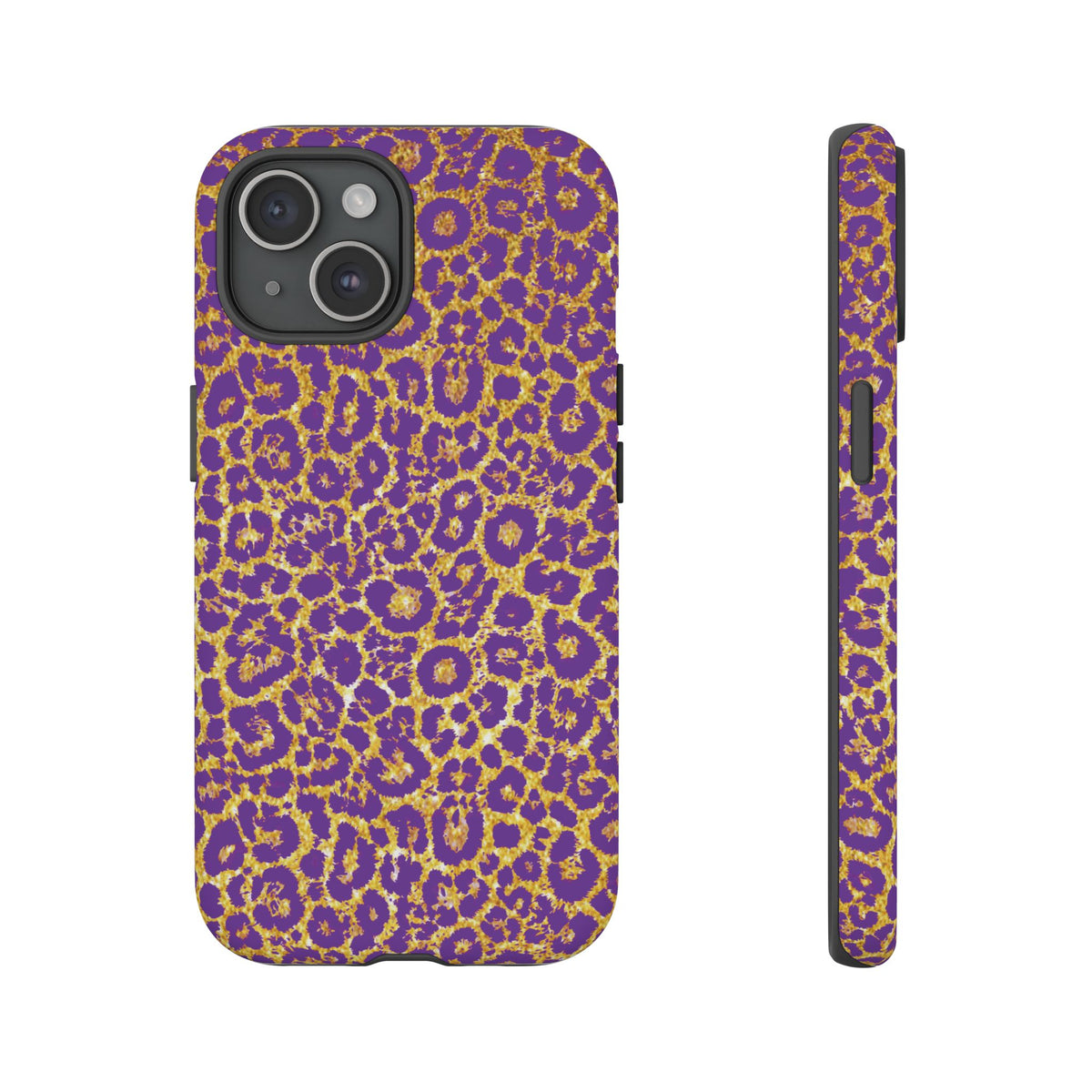 Purple Gold Leopard Tough Phone Case for iPhone, Galaxy, or Google Pixel