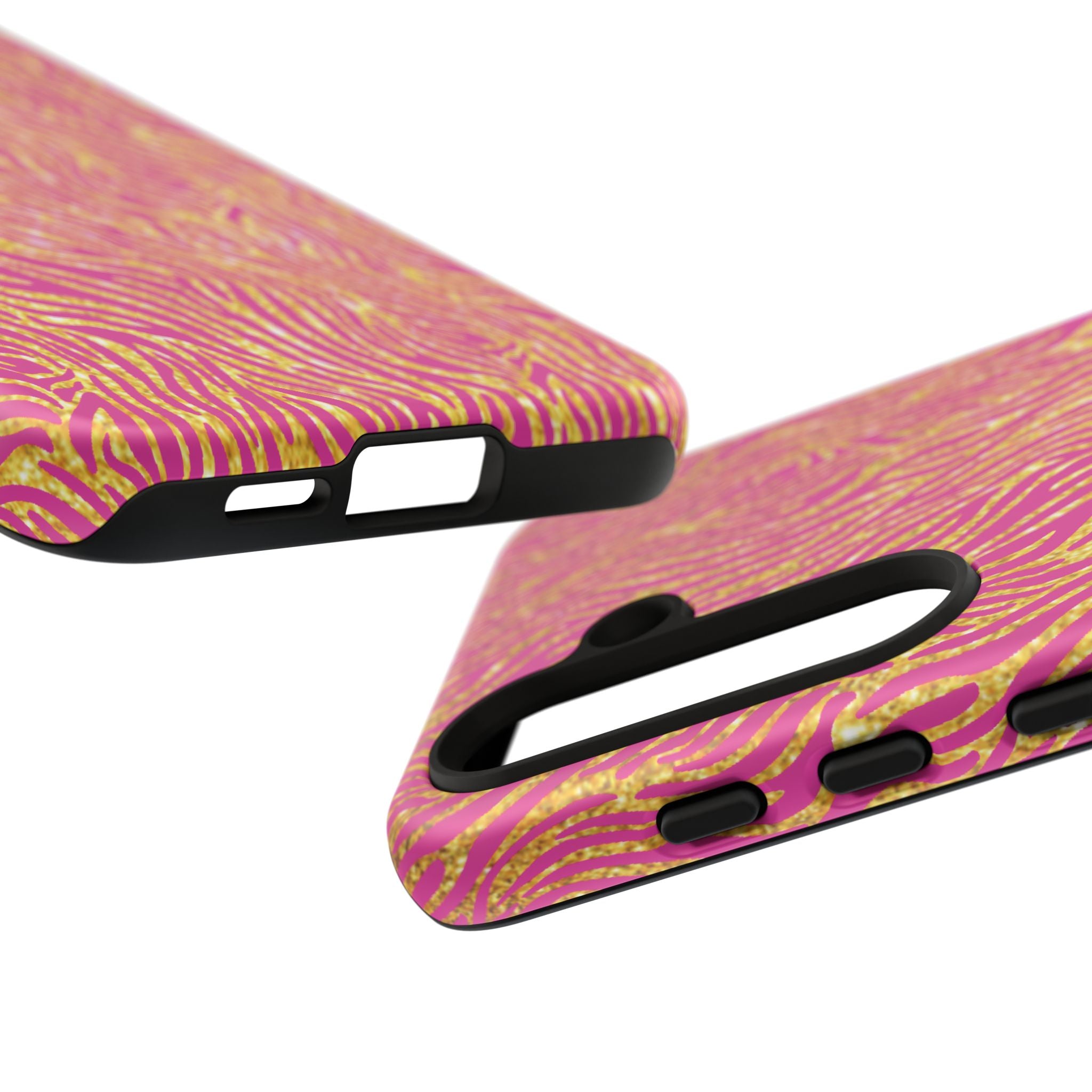 Pink Gold Zebra Print Tough Case for iPhone, Galaxy, or Google Pixel