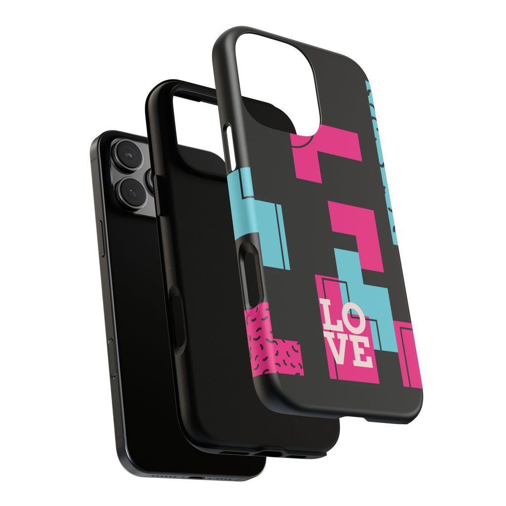 Retro Blocks LOVE Tough Case for iPhone, Galaxy or Google Pixel