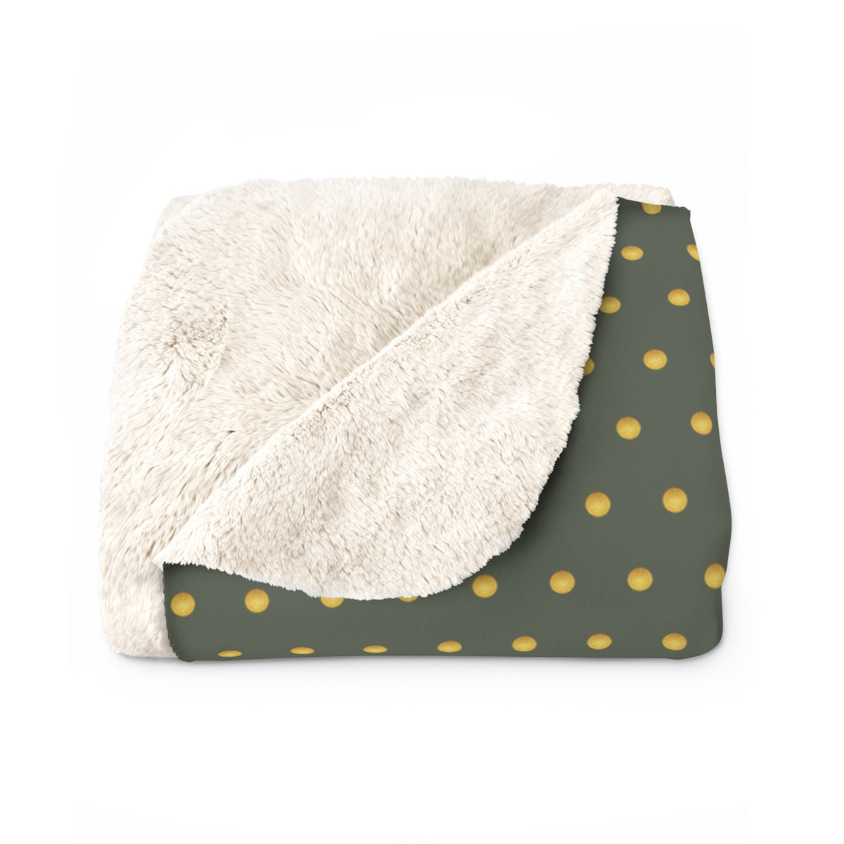 Gold Polka Dots Sherpa Fleece Blanket - Cozy Home Decor