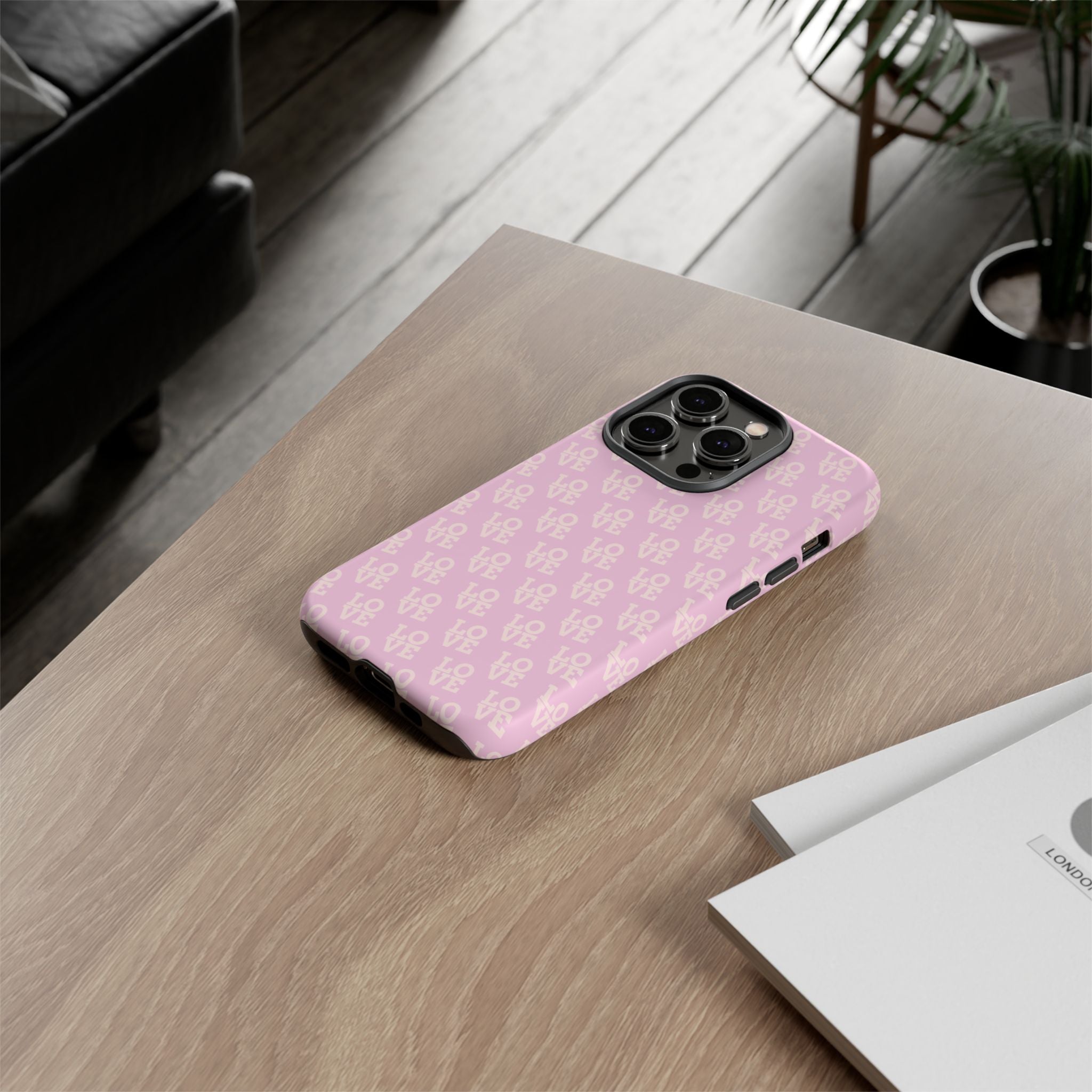 LOVE Pink Tough Phone Case for iPhone, Galaxy, or Google Pixel