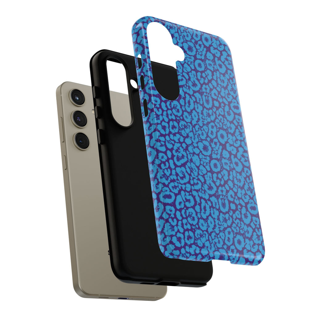 Blue Purple Leopard Tough Phone Case iPhone, Galaxy, or Google Pixel