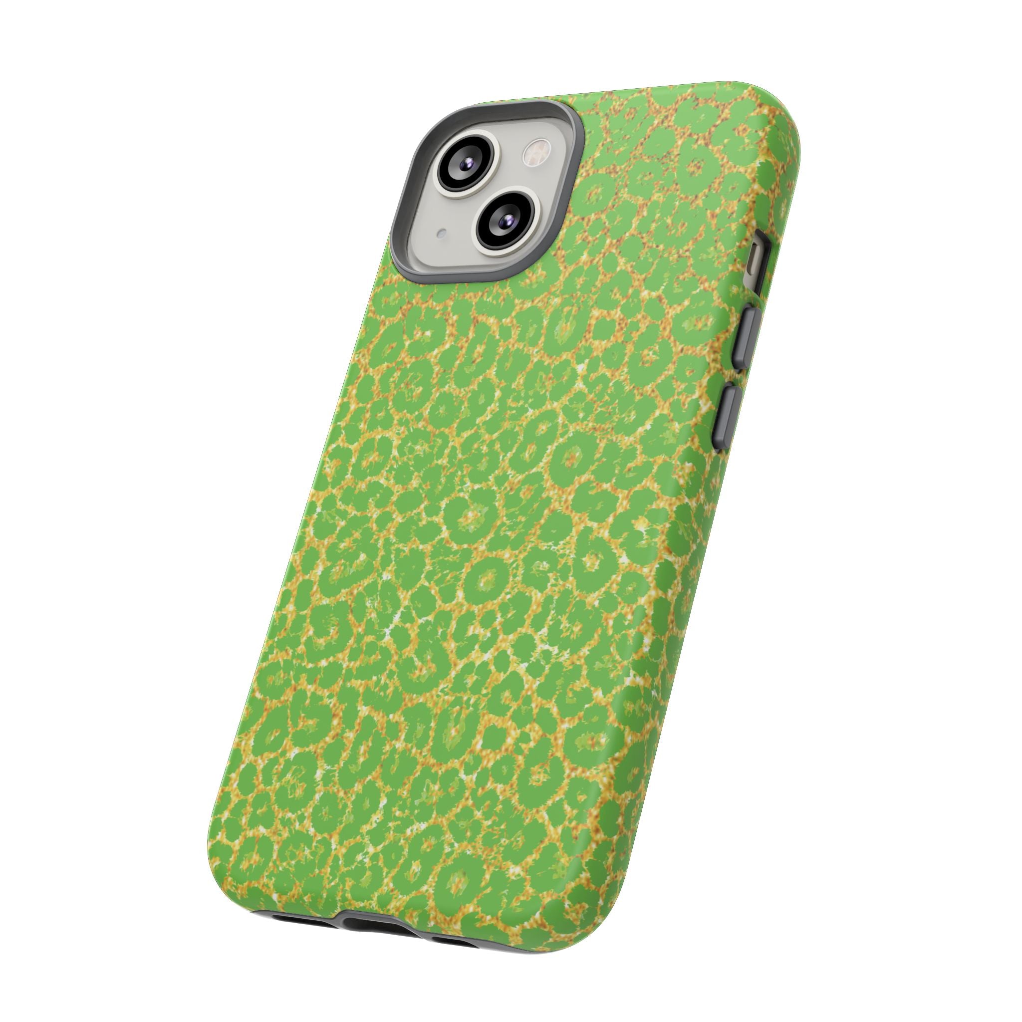 Neon Green Gold Leopard Tough Phone Case iPhone, Galaxy, or Google Pixel