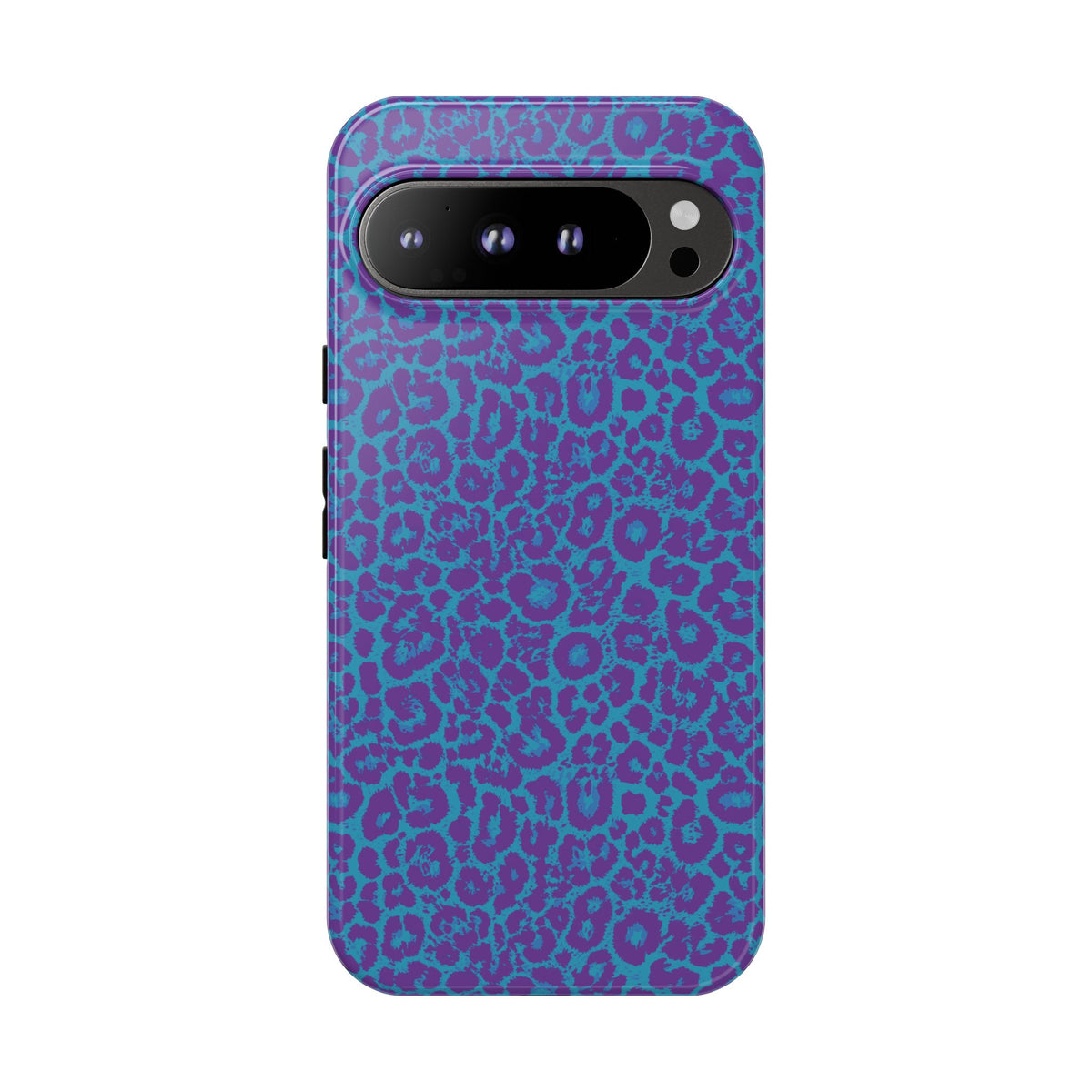 Leopard Printed Purple Blue Tough Phone Case for iPhone, Galaxy, or Google Pixel