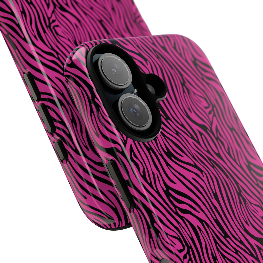 Pink Zebra Tough Phone Case for iPhone, Galaxy, or Google Pixel