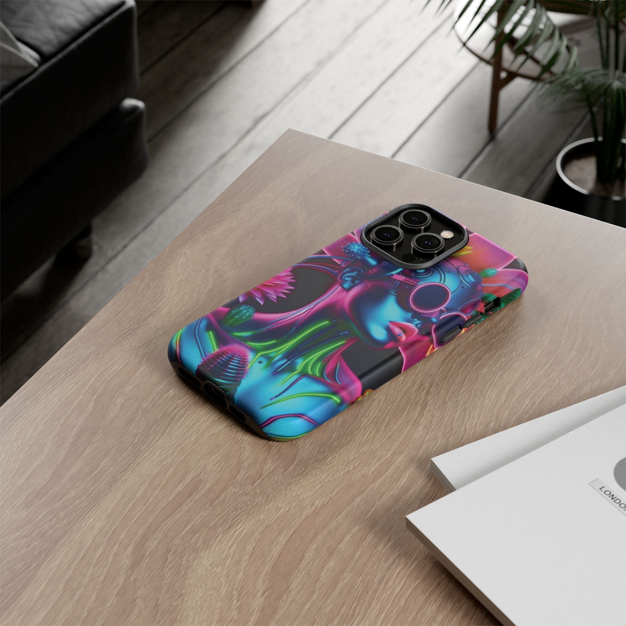Neon Androgen Cactus Flower Tough Phone Case for iPhone, Galaxy, or Google Pixel