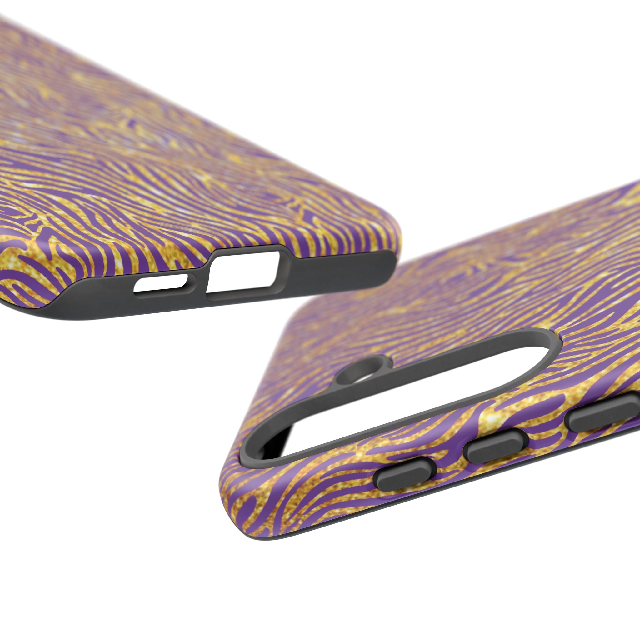 Vibrant Purple Gold Zebra Tough Phone Case iPhone, Galaxy, or Google Pixel