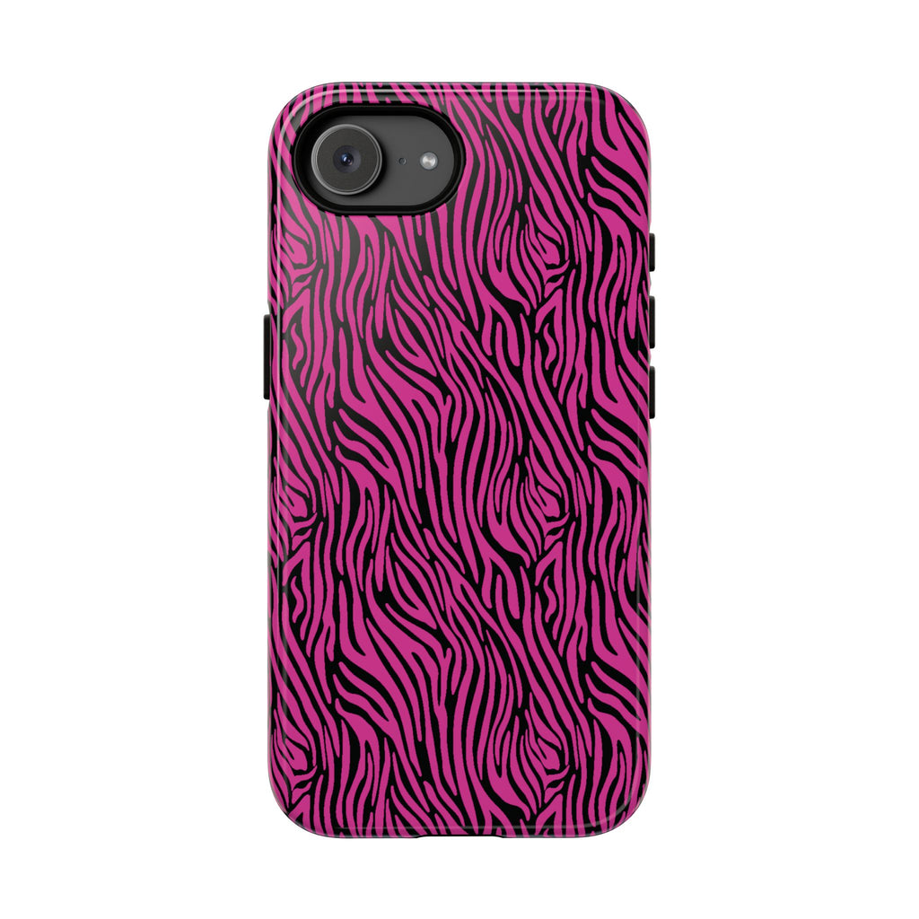Pink Zebra Tough Phone Case for iPhone, Galaxy, or Google Pixel