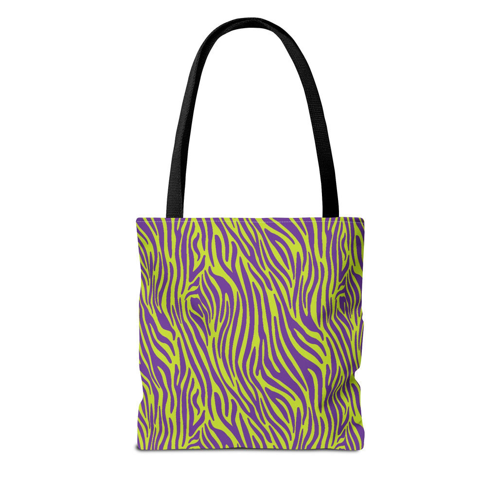 Purple Neon Lime Zebra Tote Bags