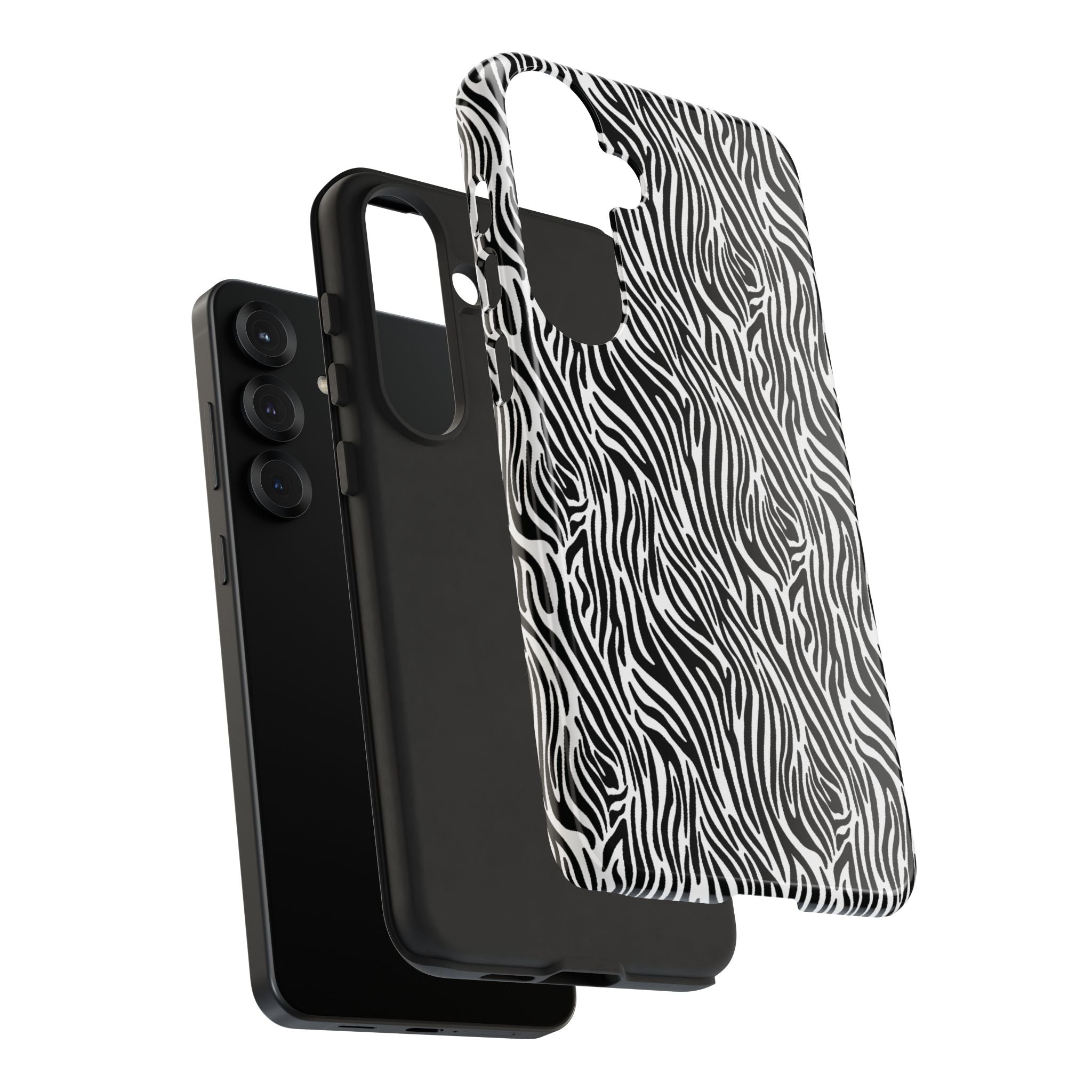 Black and White Zebra Print Tough Case iPhone, Galaxy and Google Pixel