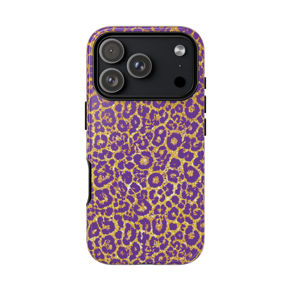 Purple Gold Leopard Tough Phone Case for iPhone, Galaxy, or Google Pixel