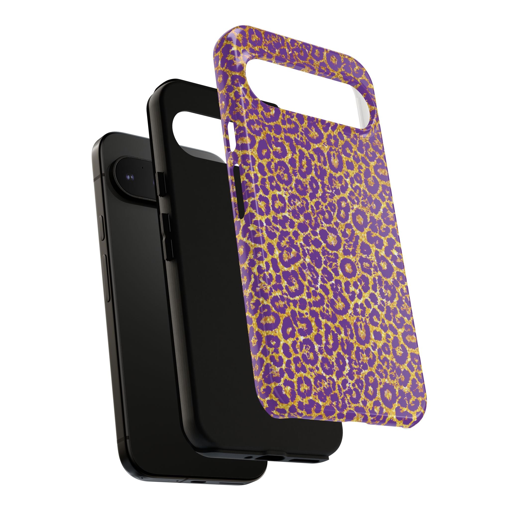 Purple Gold Leopard Tough Phone Case for iPhone, Galaxy, or Google Pixel