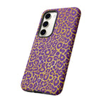 Purple Gold Leopard Tough Phone Case for iPhone, Galaxy, or Google Pixel