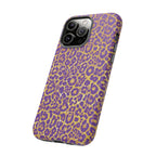 Purple Gold Leopard Tough Phone Case for iPhone, Galaxy, or Google Pixel
