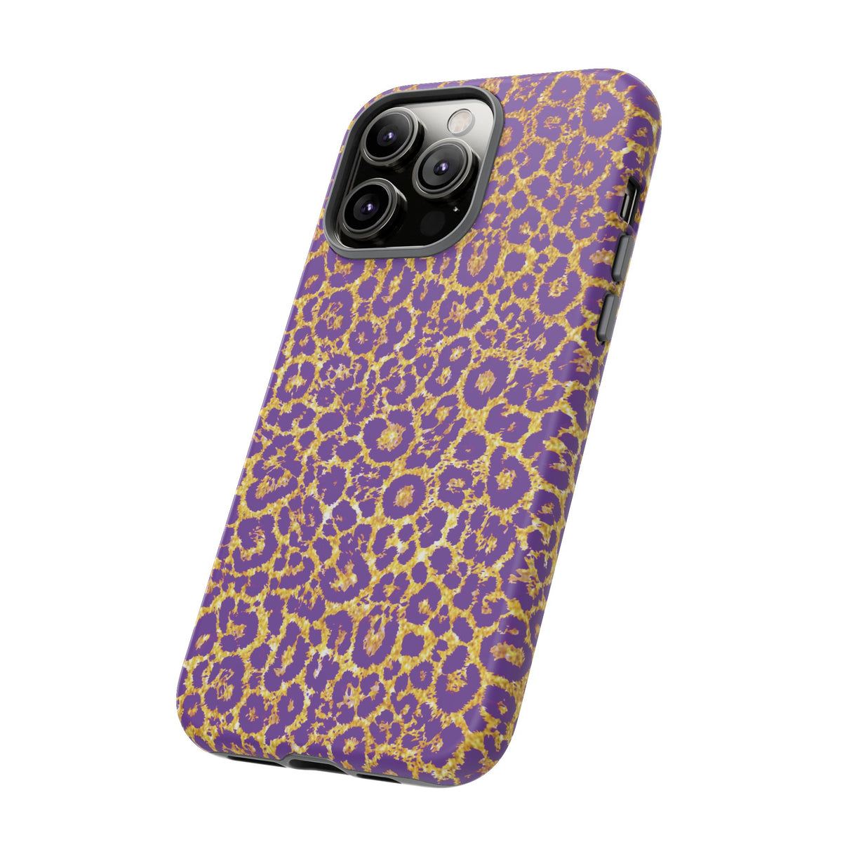 Purple Gold Leopard Tough Phone Case for iPhone, Galaxy, or Google Pixel