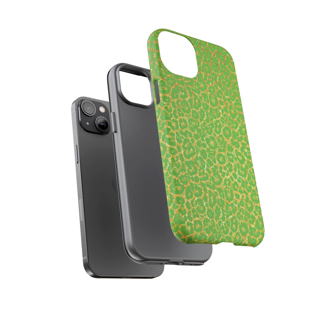Neon Green Gold Leopard Tough Phone Case iPhone, Galaxy, or Google Pixel