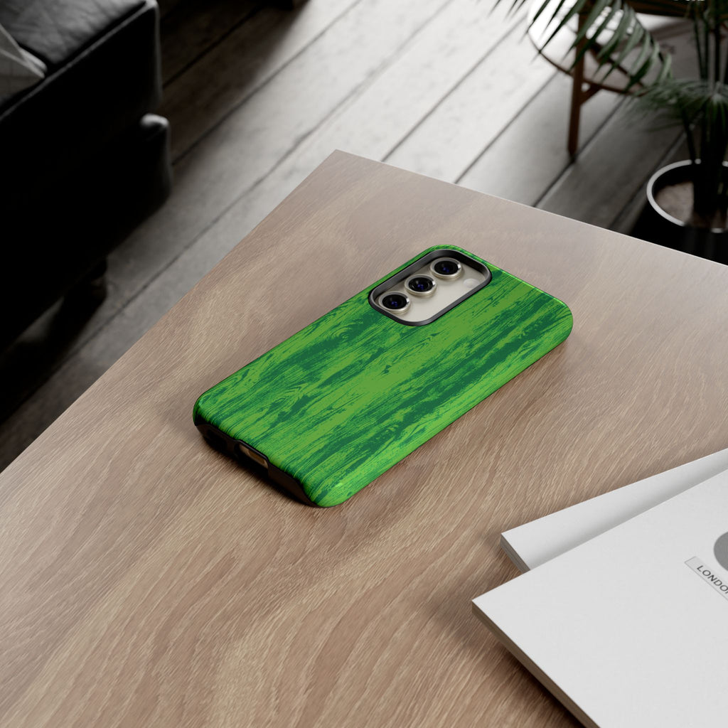 Neon Green Wood Tough Phone Case iPhone, Galaxy, or Google Pixel
