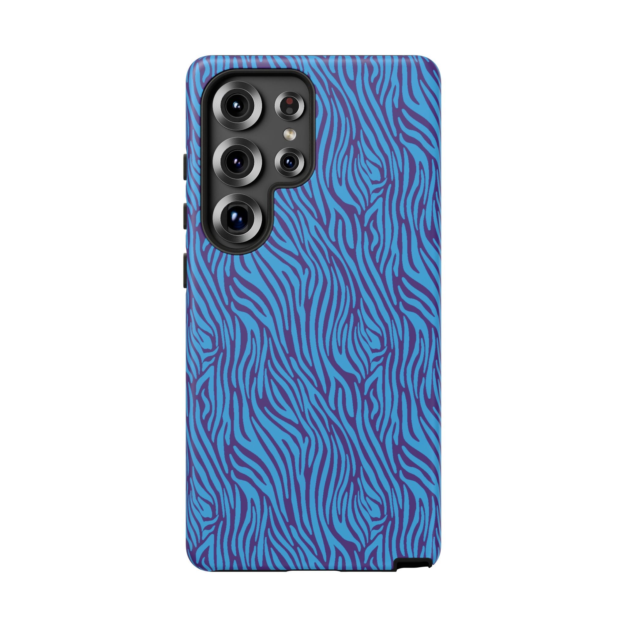 Zebra Print Blue and Purple Tough Case for iPhone, Galaxy or Google Pixel