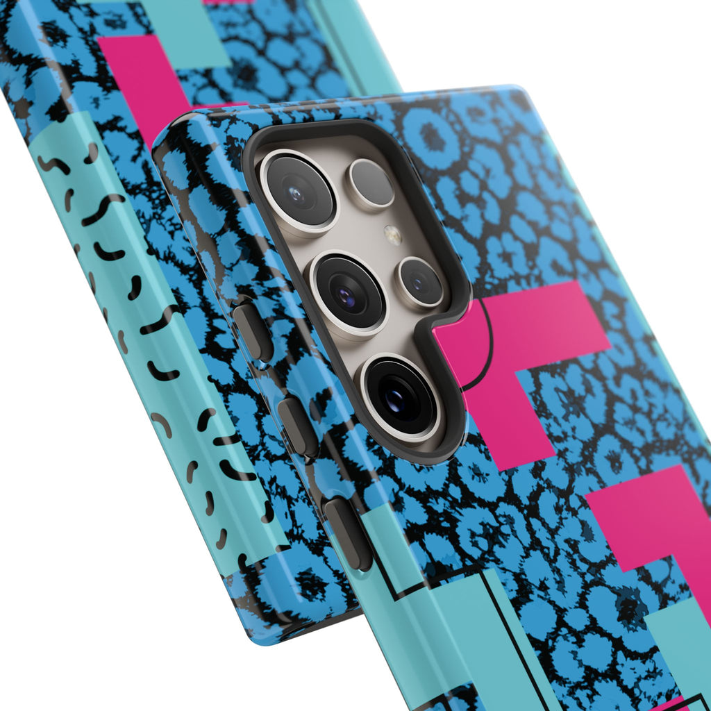 LOVE Blue Leopard 80s Vibe Tough Case for iPhone, Galaxy, or Google Pixel