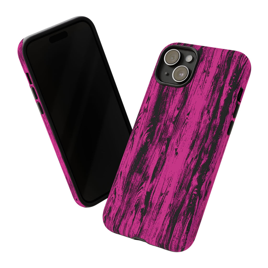 Hot Pink wood print Design Tough Phone Case for iPhone, Galaxy, or Google Pixel