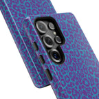 Leopard Printed Purple Blue Tough Phone Case for iPhone, Galaxy, or Google Pixel